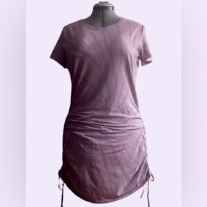 NWT, PINK tied-dyed, side ruched dress, sz Xl